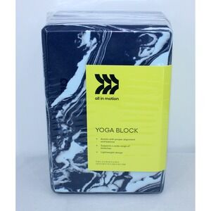 All in Motion Yoga Block Blue White Marble Foam Support Alignment 9x6x4